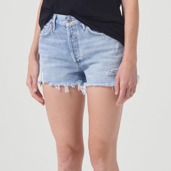 AGOLDE Parker Vintage Cut Off Short / Shorts Swapmeet Light Wash Jean Distressed - Picture 3 of 16